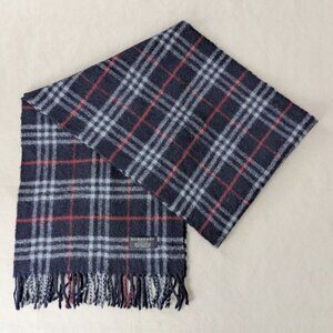 Pre-Loved Burberry Unisex Cashmere Scarf Blue – Check Pattern – Cozy & Stylish